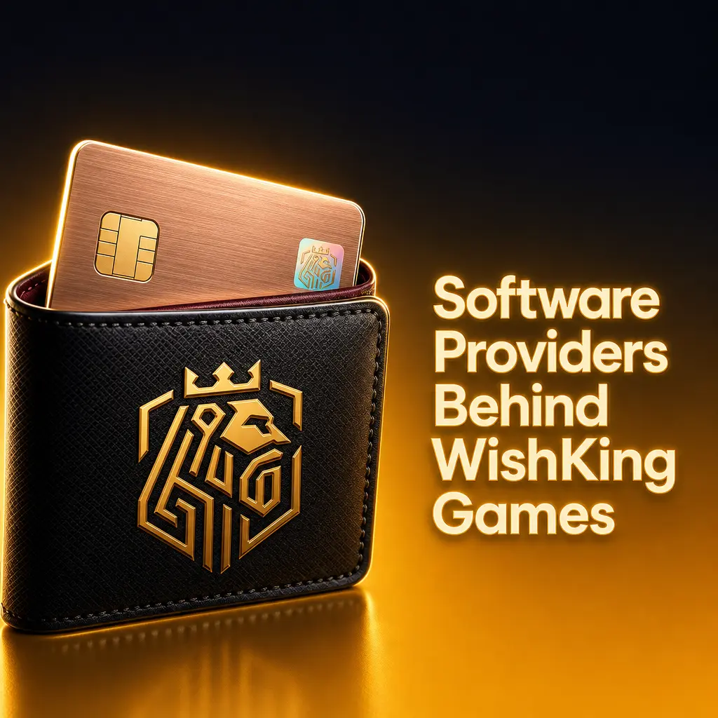 Logos of the 7 software providers powering WishKing casino's slots, live casino, and jackpot games.