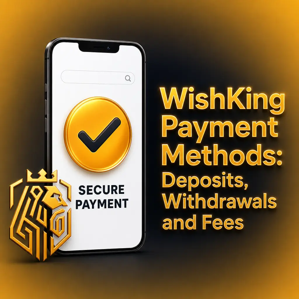WishKing payment methods table showing deposit and withdrawal limits, fees, and processing times for Canadian players.